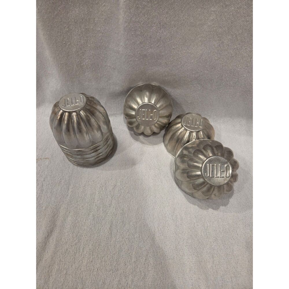 Vintage Jell-O Brand Aluminum Mini Gelatin Molds Fluted Scalloped Individual 11